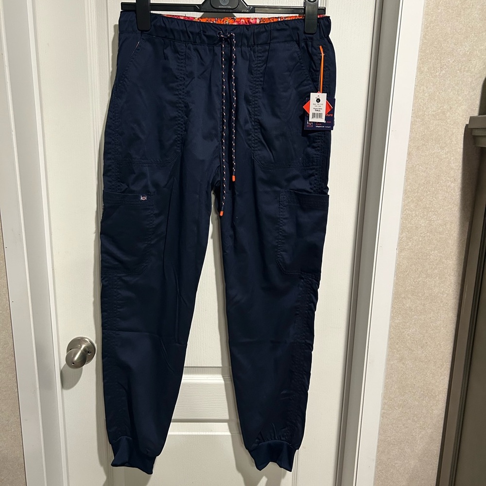 Koi NWT Navy Blue scrub pants joggers large tall - Picture 2 of 6